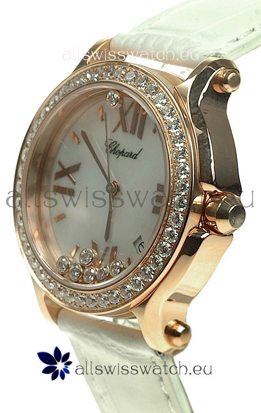 IMG_9086 Chopard Happy Sport Ladies Gold in Diamond Bezel 3
