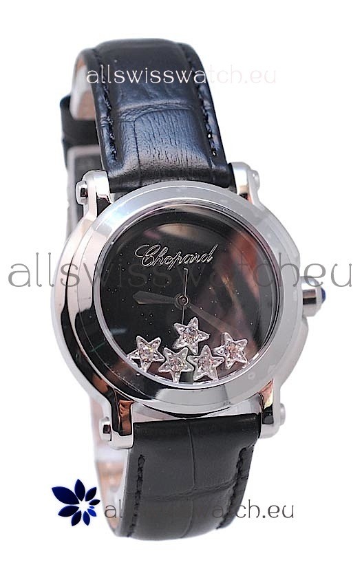 IMG_9086 Chopard Happy Sport Star Shaped Diamonds in Black Strap 3