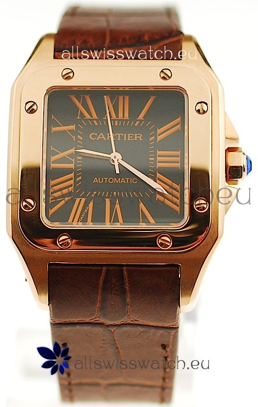 IMG_9086 Cartier Santos 100 Gold Automatic 3