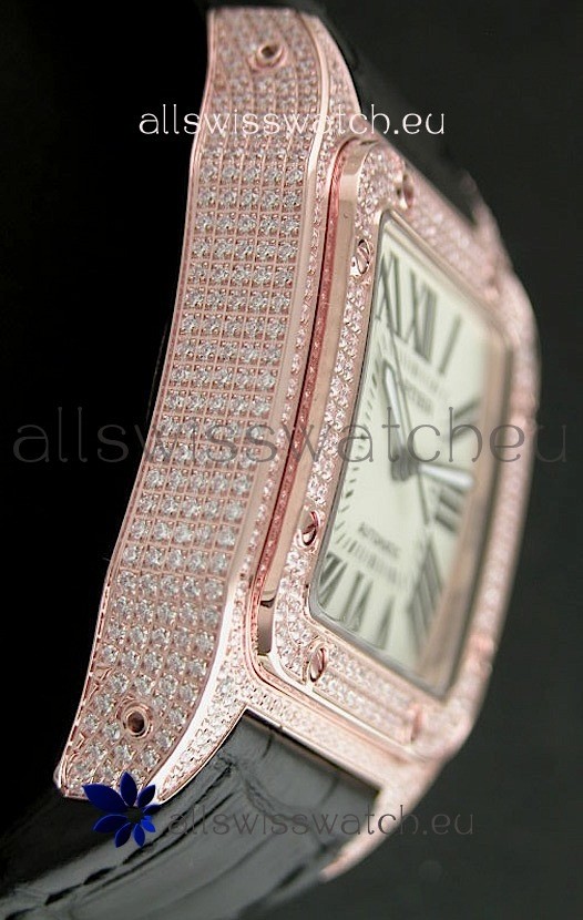 IMG_9086 Cartier Santos 100 Automatic in Rose Gold 3