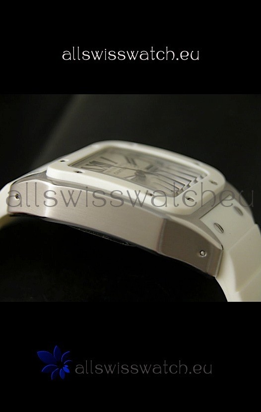IMG_9086 Cartier Santos 100 Ladies Automatic in White 3