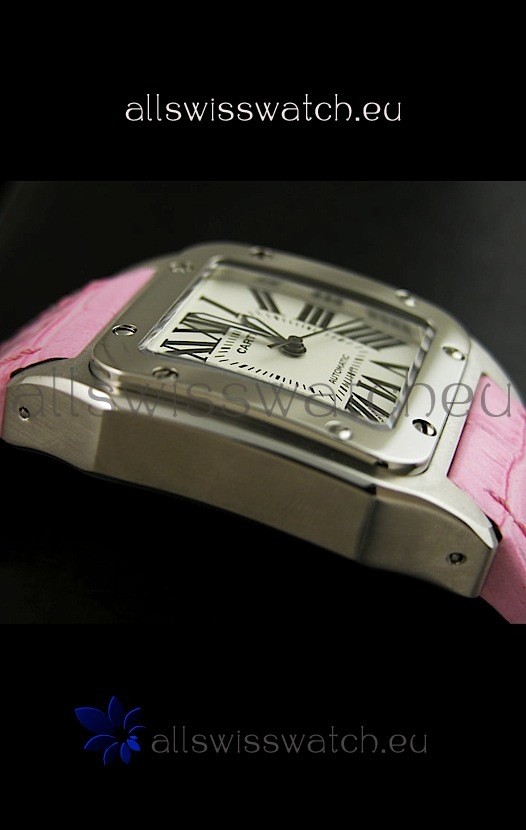 IMG_9086 Cartier Santos Automatic in Pink Strap 3