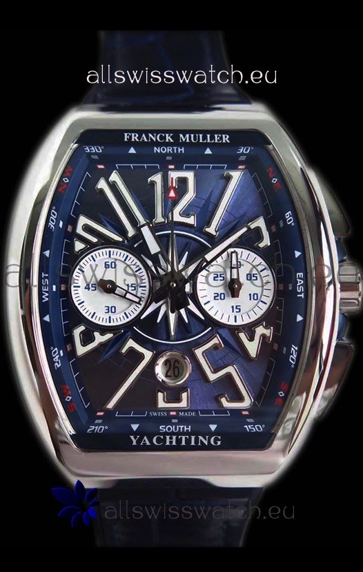 IMG_9086 Franck Muller Vanguard Chronograph 904L Steel Blue Dial 3