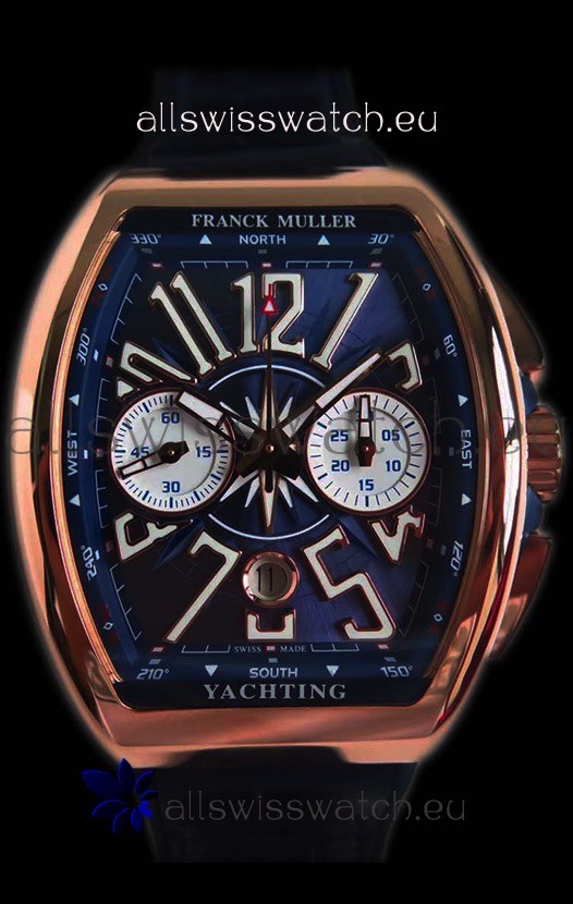 IMG_9086 Franck Muller Vanguard Chronograph 18K Pink Gold Blue Dial 3