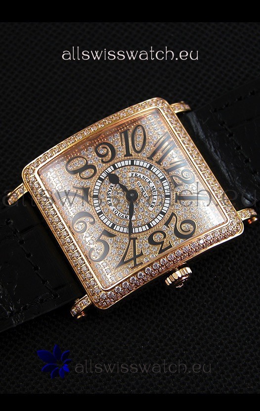 IMG_9086 Franck Muller Master of Sqaure Ladies Quartz in Pink Gold Case 3