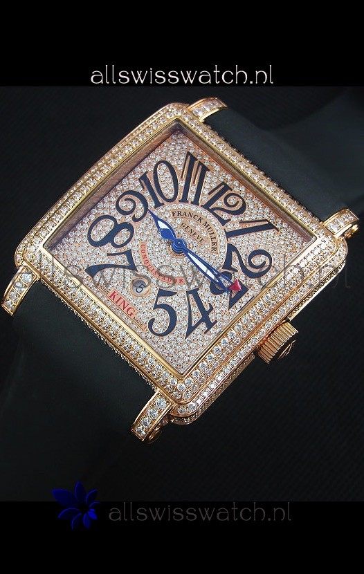 IMG_9086 Franck Muller Conquistador King Automatic in Pink Gold with Nylon Strap 3