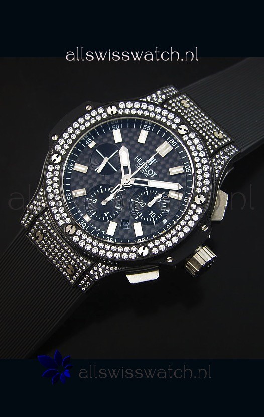 IMG_9086 Hublot Big Bang Carbon Dial Diamonds Studded PVD Case 3