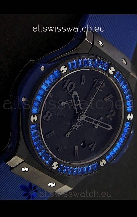 IMG_9086 Hublot Big Bang Limited Edition All Black in Blue Dial 3