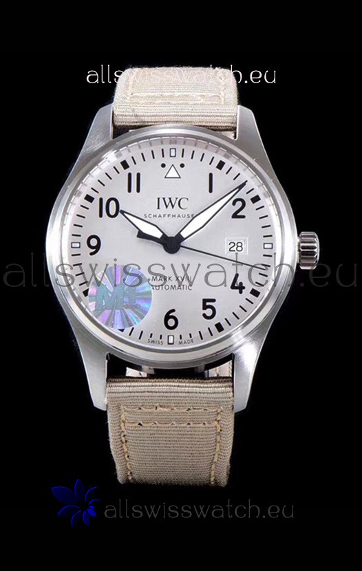 IWC Pilot's MARK XVIII Aviator 1:1 in 904L Steel Case - Beige Nylon Strap 3