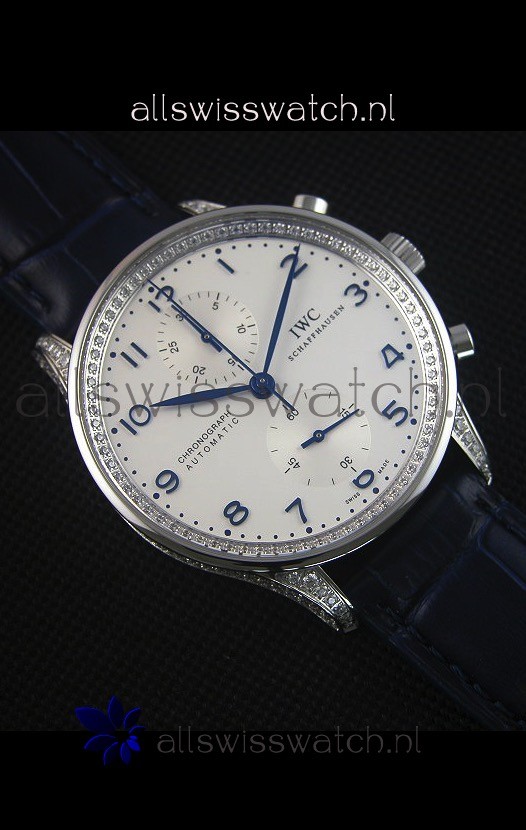 IWC Portuguese Chronograph White Dial with Diamonds 1:1 Mirror 3
