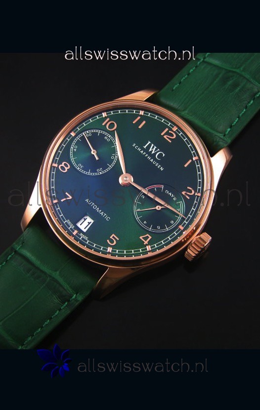 IMG_9086 IWC Portugieser 1:1 Mirror Green Dial Rose Gold Case 3