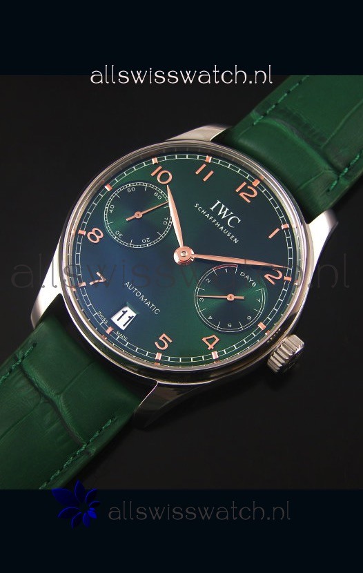 IMG_9086 IWC Portugieser 1:1 Mirror Green Dial Steel Case 3