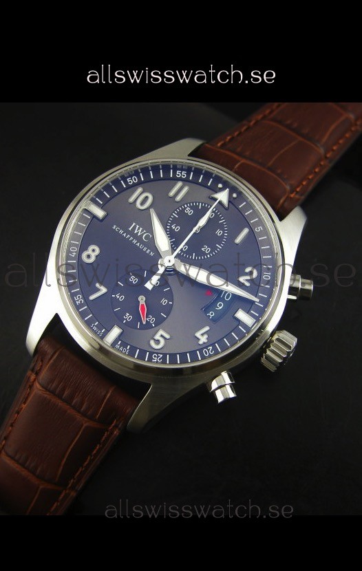 IMG_9086 IWC IW387802 Pilot Chronograph 1:1 Mirror with Leather Strap 3