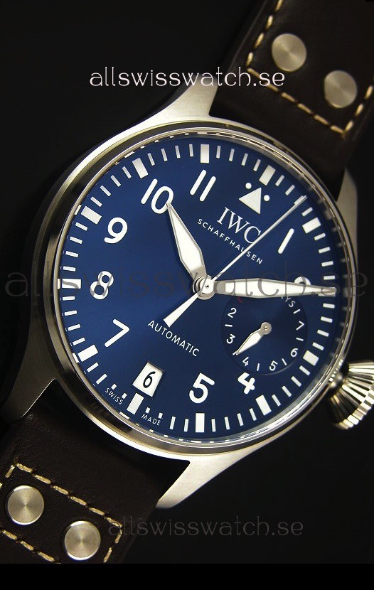 IMG_9086 IWC Big Pilot IW500901 - Functional Power Reserve Brown Strap Blue Dial 1:1 Mirror 3