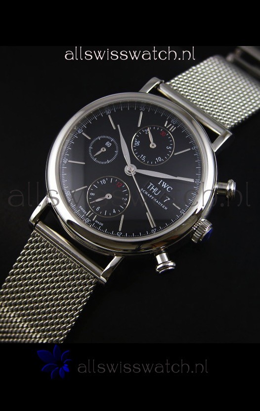IMG_9086 IWC Portofino Chronograph in Mesh Strap Black Dial 3