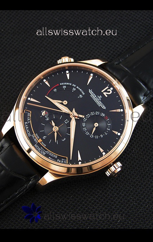 IMG_9086 Jaeger LeCoultre Master Geographic Power Reserve Pink Gold Black Dial 3