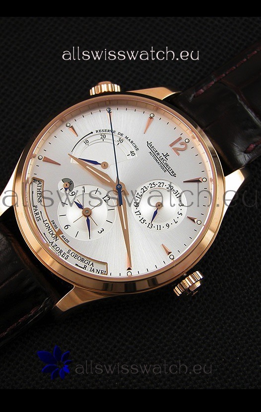 IMG_9086 Jaeger LeCoultre Master Geographic Power Reserve Pink Gold Steel White Dial 3