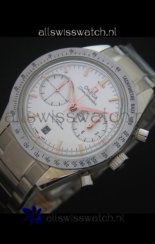 IMG_9086 Omega Speedmaster 57 Co-Axial Chronograph in Pink Gold Markers 3