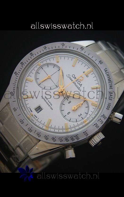 IMG_9086 Omega Speedmaster 57 Co-Axial Chronograph in Yellow Gold Markers 3