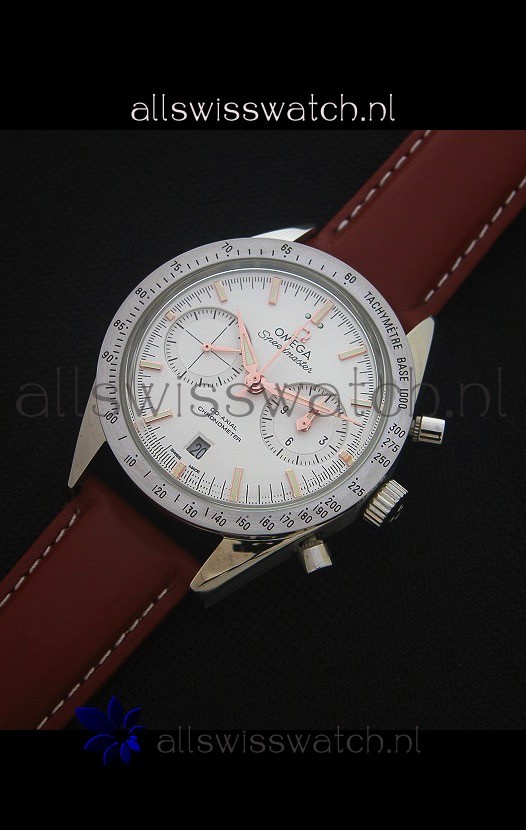 IMG_9086 Omega Speedmaster 57 Co-Axial Chronograph in Brown Leather Strap 3