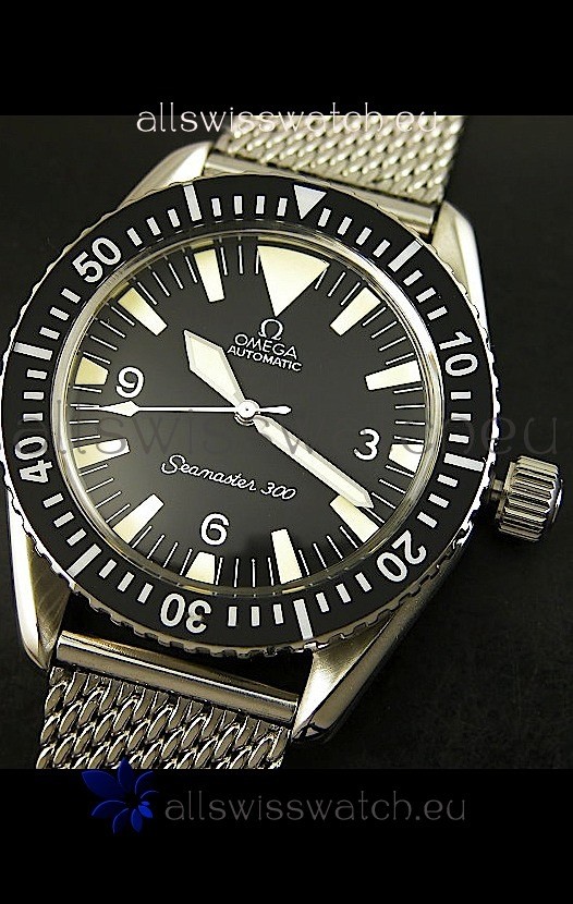 IMG_9086 Omega Seamaster 300 Black Dial with Mesh Strap 3