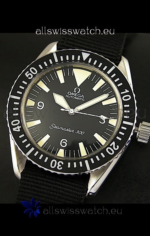 IMG_9086 Omega Seamaster 300 Black Dial with Navy Strap 3