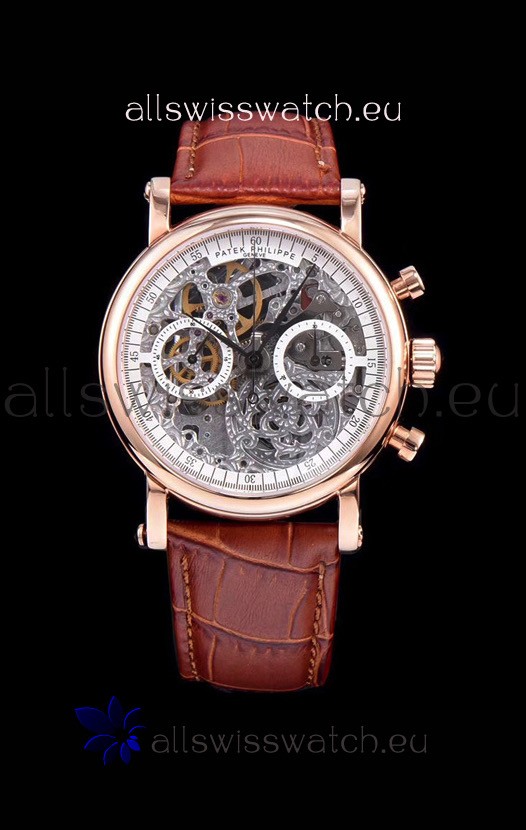 IMG_9086 Patek Philippe Complications Skeleton Chronograph in Rose Gold 3