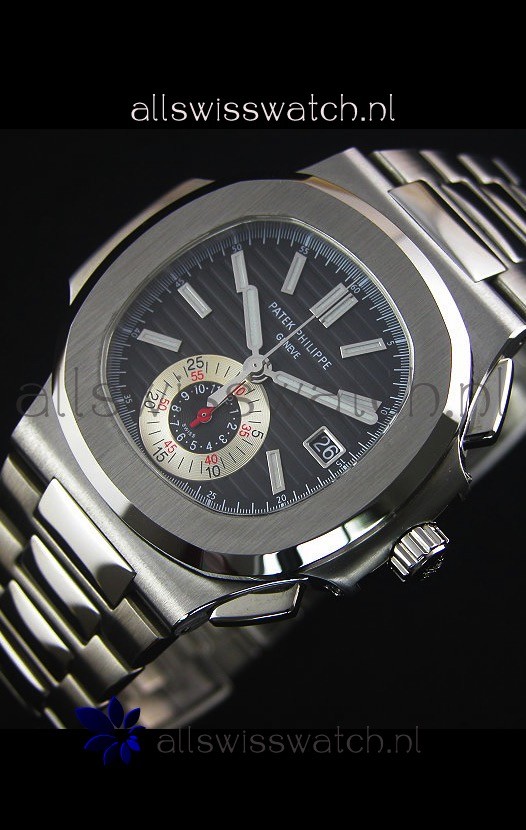 IMG_9086 Patek Philippe Nautilus 5980 Chronograph Steel Case in Black Dial - 1:1 Mirror 3