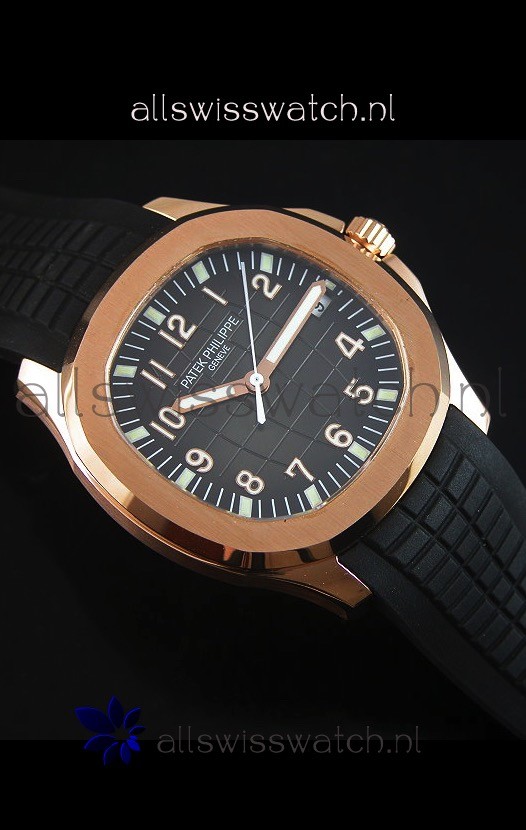 IMG_9086 Patek Philippe Aquanaut Jumbo Rose Gold 1:1 Mirror - Black Colored Dial 3
