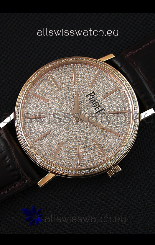 IMG_9086 Piaget Altiplano G0A36128 Paved Diam Dial Quartz in Pink Gold Case 3