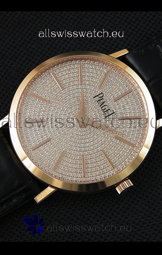 IMG_9086 Piaget Altiplano G0A36128 Paved Diam Dial Quartz in Pink Gold Case 3