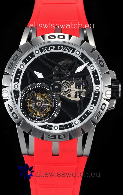 IMG_9086 Roger Dubuis Excalibur Spider Flying Tourbillon Skeleton Titanium Casing 1:1 Mirror 3