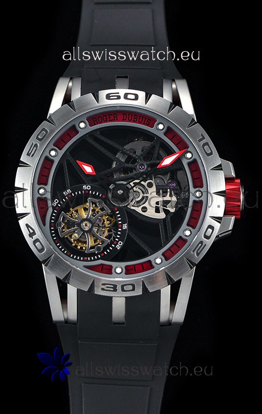 IMG_9086 Roger Dubuis Excalibur Spider Flying Tourbillon Skeleton Titanium Casing 1:1 Mirror 3