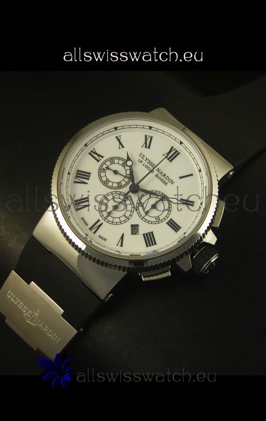 IMG_9086 Ulysse Nardin Marine Chronograph Stainless Steel White Roman Dial - 1:1 Mirror 3