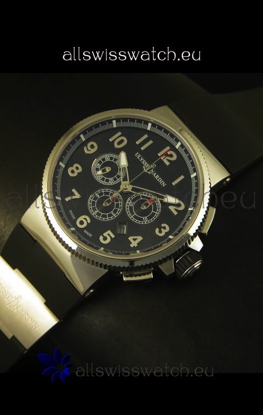 IMG_9086 Ulysse Nardin Marine Chronograph Stainless Steel Black Arabic Dial - 1:1 Mirror 3