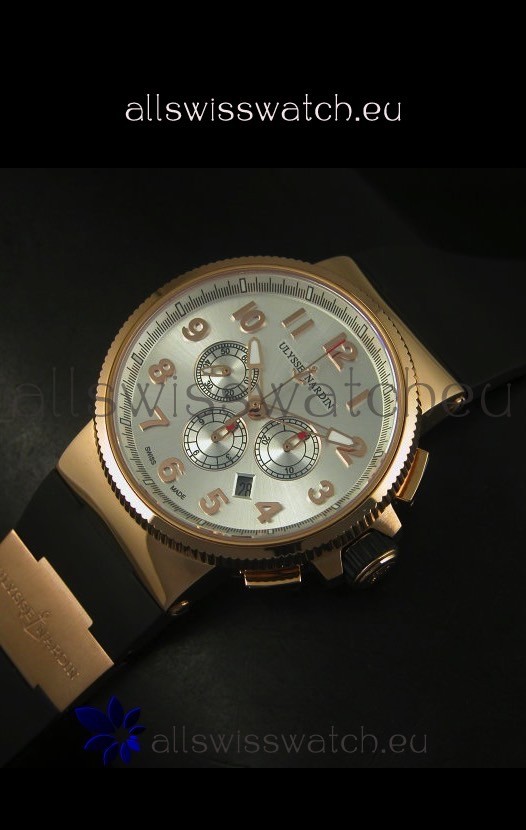 IMG_9086 Ulysse Nardin Marine Chronograph Rose Gold Steel Arabic Black Dial - 1:1 Mirror 3