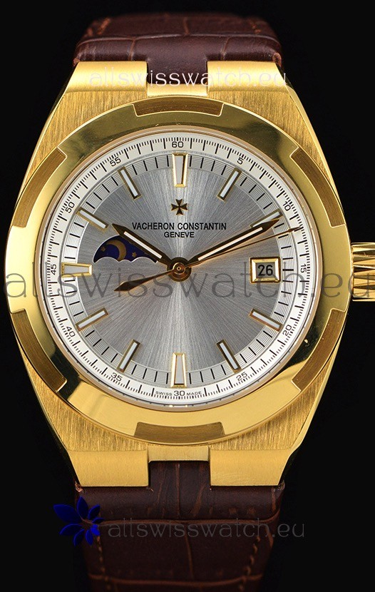 IMG_9086 Vacheron Constantin Overseas MoonPhase Yellow Gold in Brown Strap 3