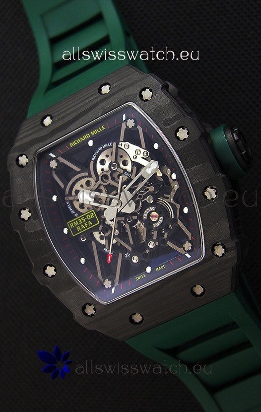 IMG_9086 Richard Mille RM35-02 Rafael Nadal Forged Carbon Case with Green Strap 3