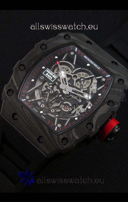 IMG_9086 Richard Mille RM35-2 Rafael Nadal Forged Carbon Case with Black Rubber Strap 3