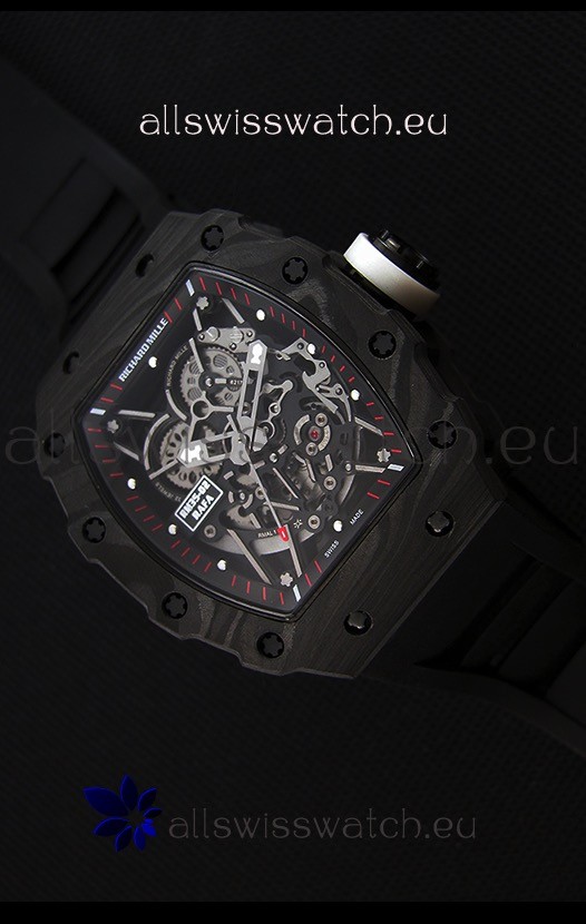 IMG_9086 Richard Mille RM35-2 Rafael Nadal Forged Carbon Case with Black Strap 3