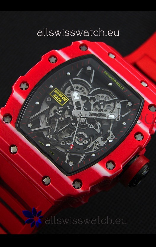 IMG_9086 Richard Mille RM35-02 One Piece Red Forged Carbon Case in Red Strap 3