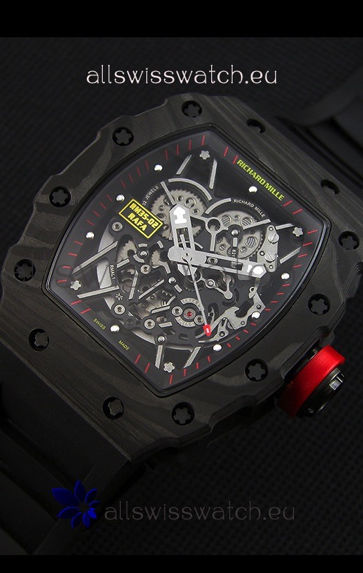 IMG_9086 Richard Mille RM35-2 Rafael Nadal Forged Carbon Case with Black Rubber Strap 3
