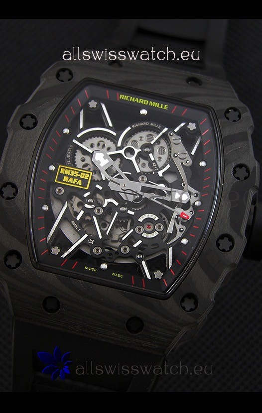 IMG_9086 Richard Mille RM35-2 Rafael Nadal Forged Carbon Case with Black Rubber Strap 3