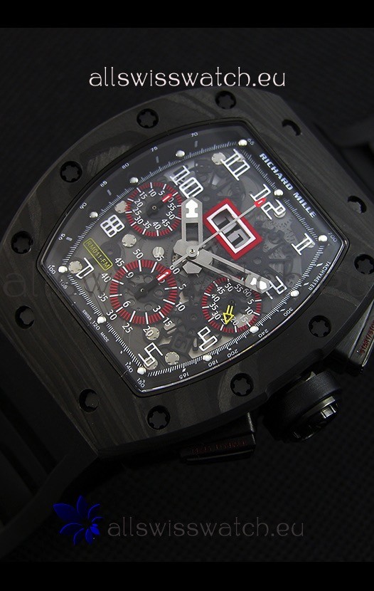 IMG_9086 Richard Mille RM011-FM Felipe Massa One Piece Black Forged Carbon Case in Black Strap 3