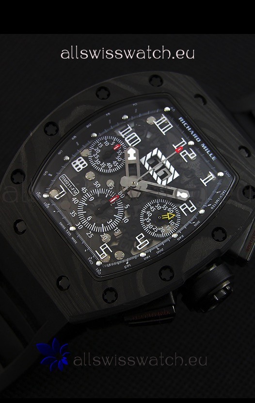 IMG_9086 Richard Mille RM011-FM Felipe Massa One Piece Black Forged Carbon Case in Black Strap 3