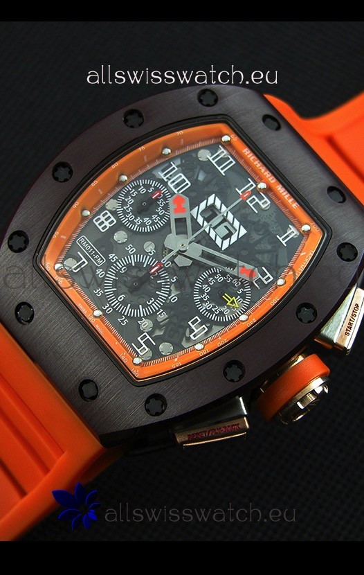 Richard Mille RM011-FM Felipe Massa One Piece Ceramic Case in Orange Strap 3