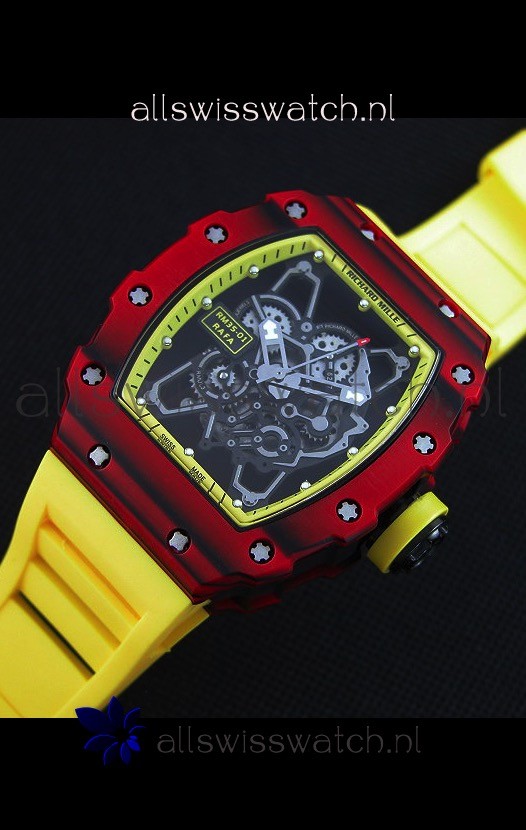 IMG_9086 Richard Mille RM35-01 One Piece Red Forged Carbon Case in Yellow Strap 3