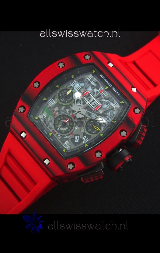 IMG_9086 Richard Mille RM011-03 One Piece Red Forged Carbon Case in Red Strap 3