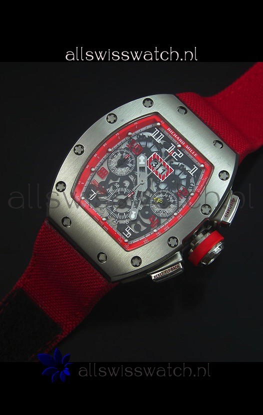 IMG_9086 Richard Mille RM011 Filipe Massa Titanium Casein Red Nylon Strap 3