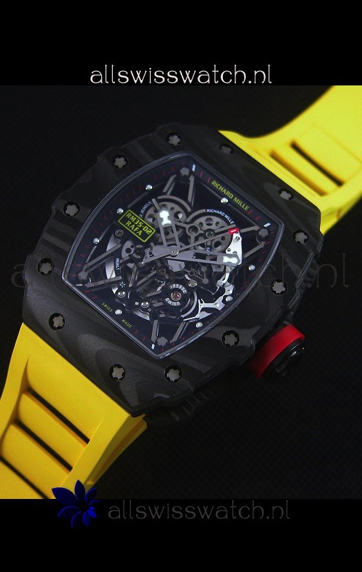 IMG_9086 Richard Mille RM035-2 Rafael Nadal Forged Carbon Case with Yellow Rubber Strap 3